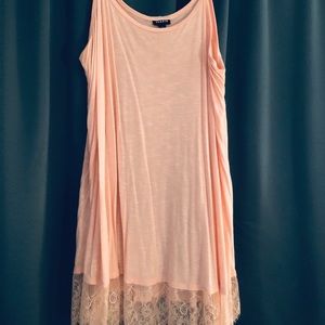 Tank with Lace Trim- Peach Pink